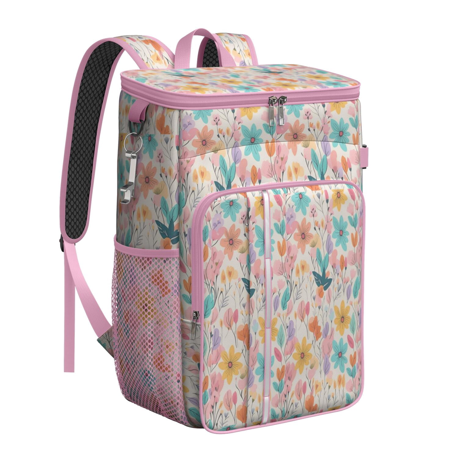 Travel Cooler Bag - Pioneer Flower Camping Beer Cooler Backpack with Bottle Opener- Waterproof Insulated Picnic Backpacks - Cooler Bag for Beach