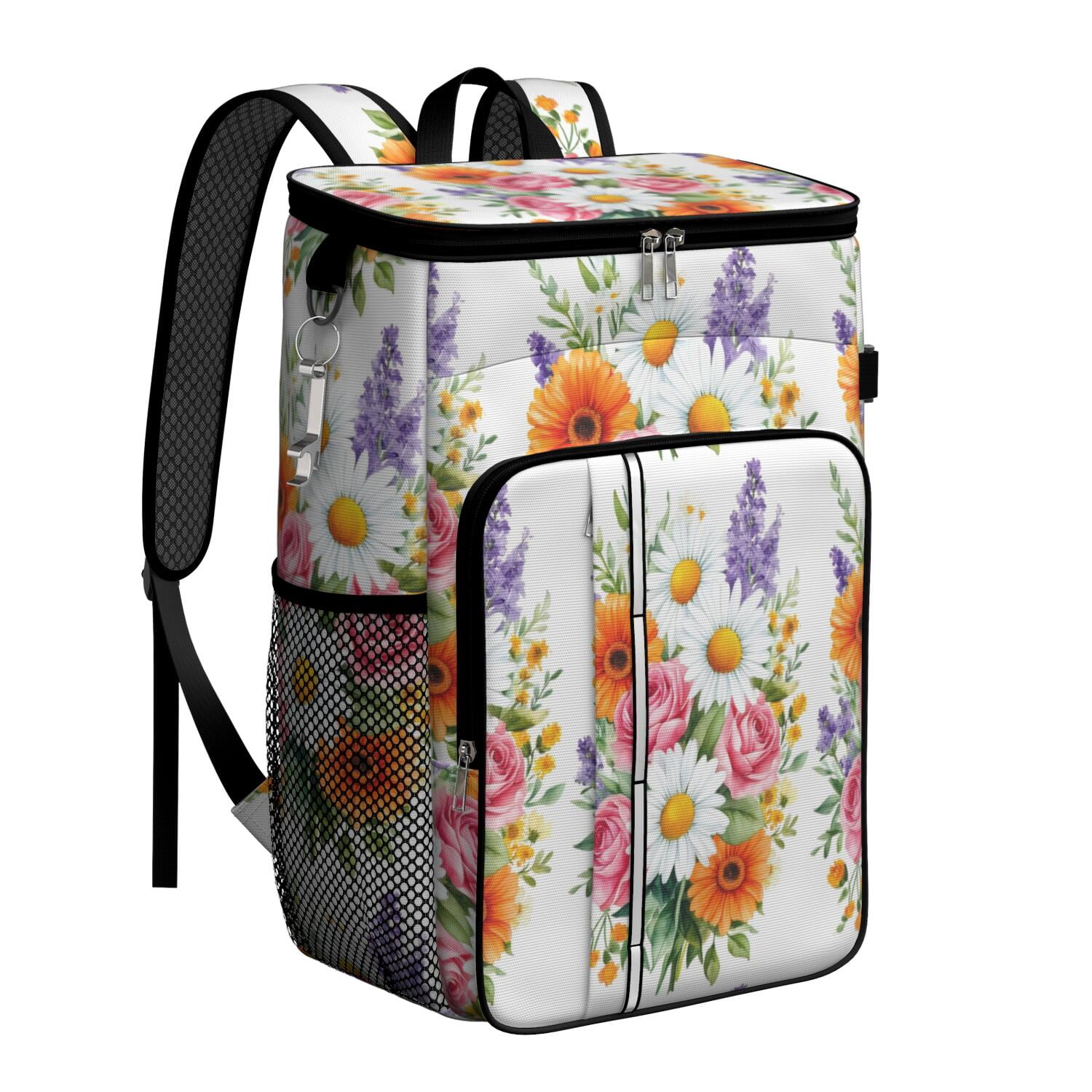 Travel Cooler Bag - Pioneer Flower Camping Beer Cooler Backpack with Bottle Opener- Waterproof Insulated Picnic Backpacks - Cooler Bag for Beach
