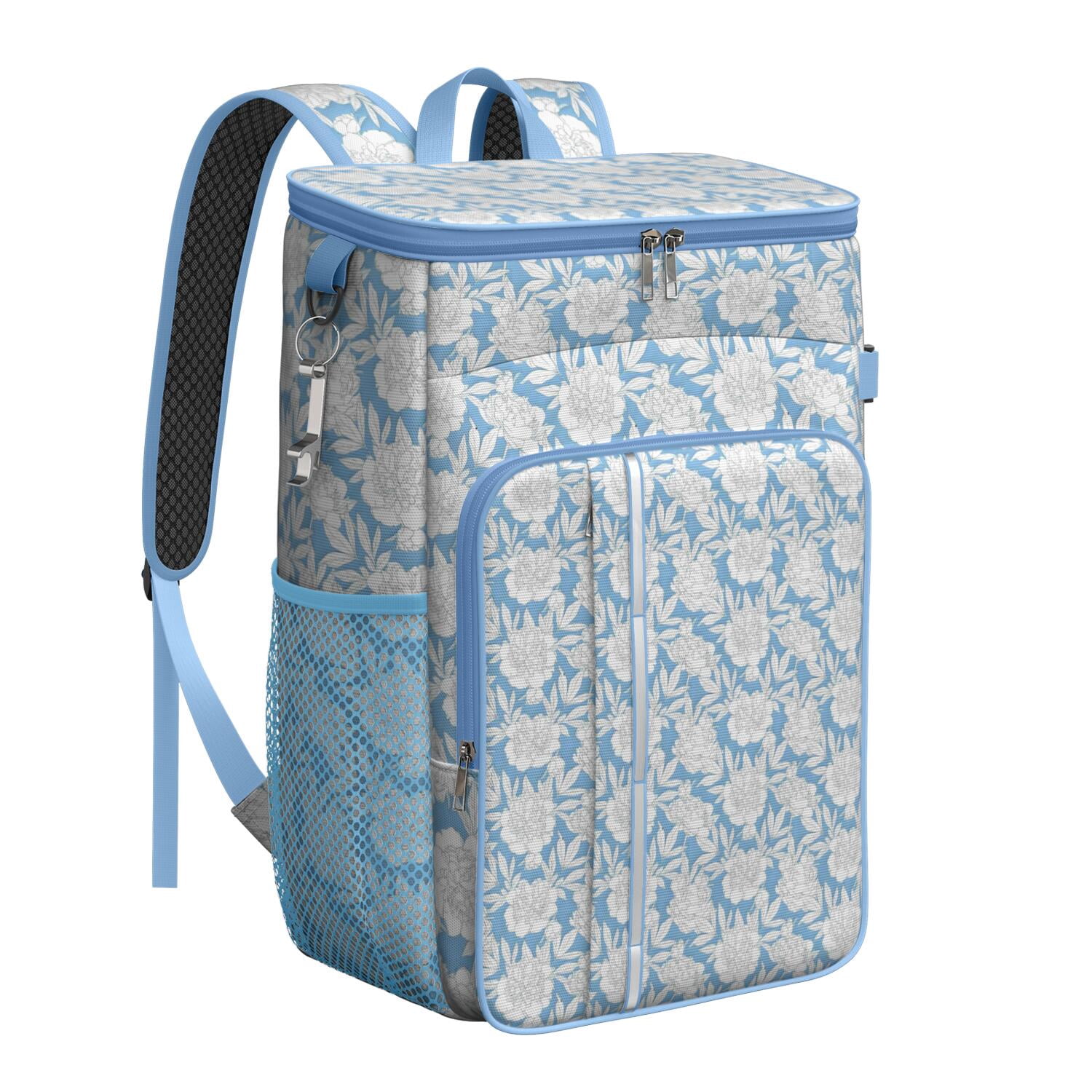 Travel Cooler Bag - Pioneer Flower Floral Print Pattern Camping Beer Cooler Backpack with Bottle Opener- Waterproof Insulated Picnic Backpacks - Cooler Bag for Beach