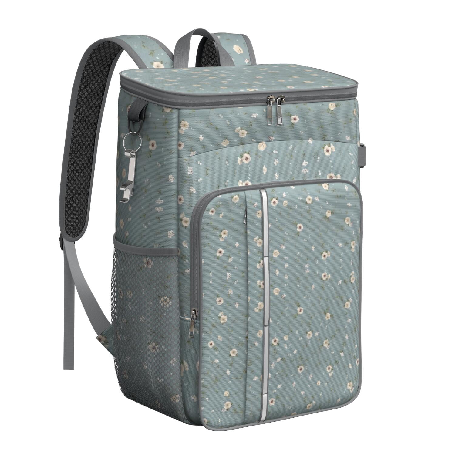 Travel Cooler Bag - Pioneer Flower Floral Print Pattern Camping Beer Cooler Backpack with Bottle Opener- Waterproof Insulated Picnic Backpacks - Cooler Bag for Beach