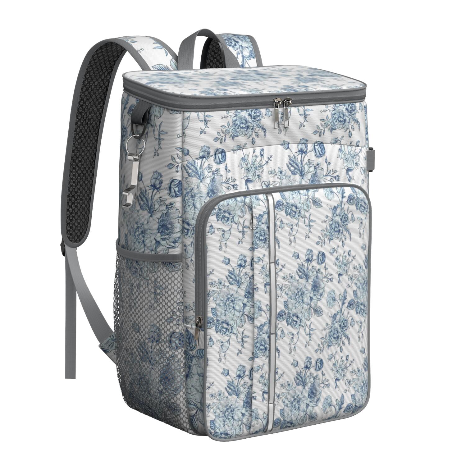 Travel Cooler Bag - Pioneer Flower Floral Print Pattern Camping Beer Cooler Backpack with Bottle Opener- Waterproof Insulated Picnic Backpacks - Cooler Bag for Beach