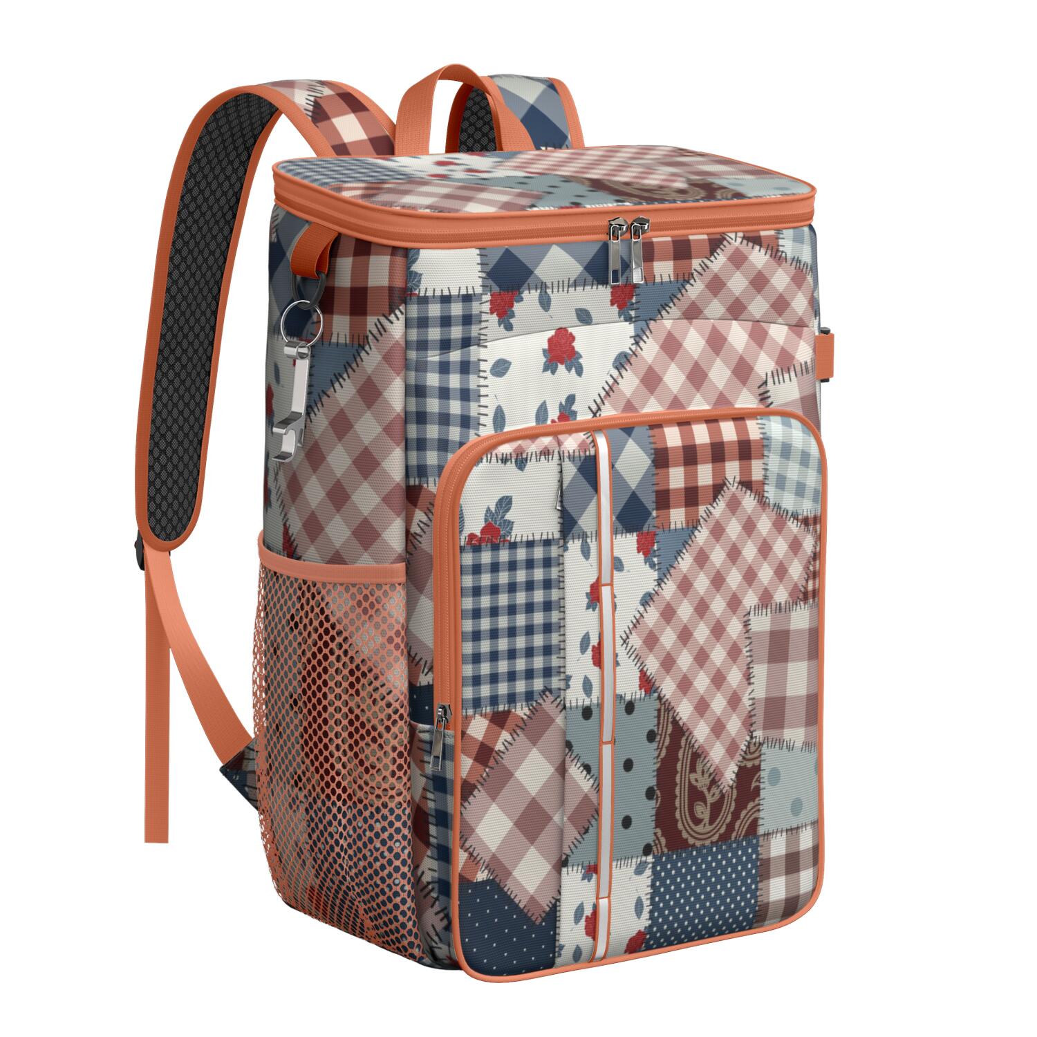 Travel Cooler Bag - Pioneer Flower Floral Print Pattern Camping Beer Cooler Backpack with Bottle Opener- Waterproof Insulated Picnic Backpacks - Cooler Bag for Beach