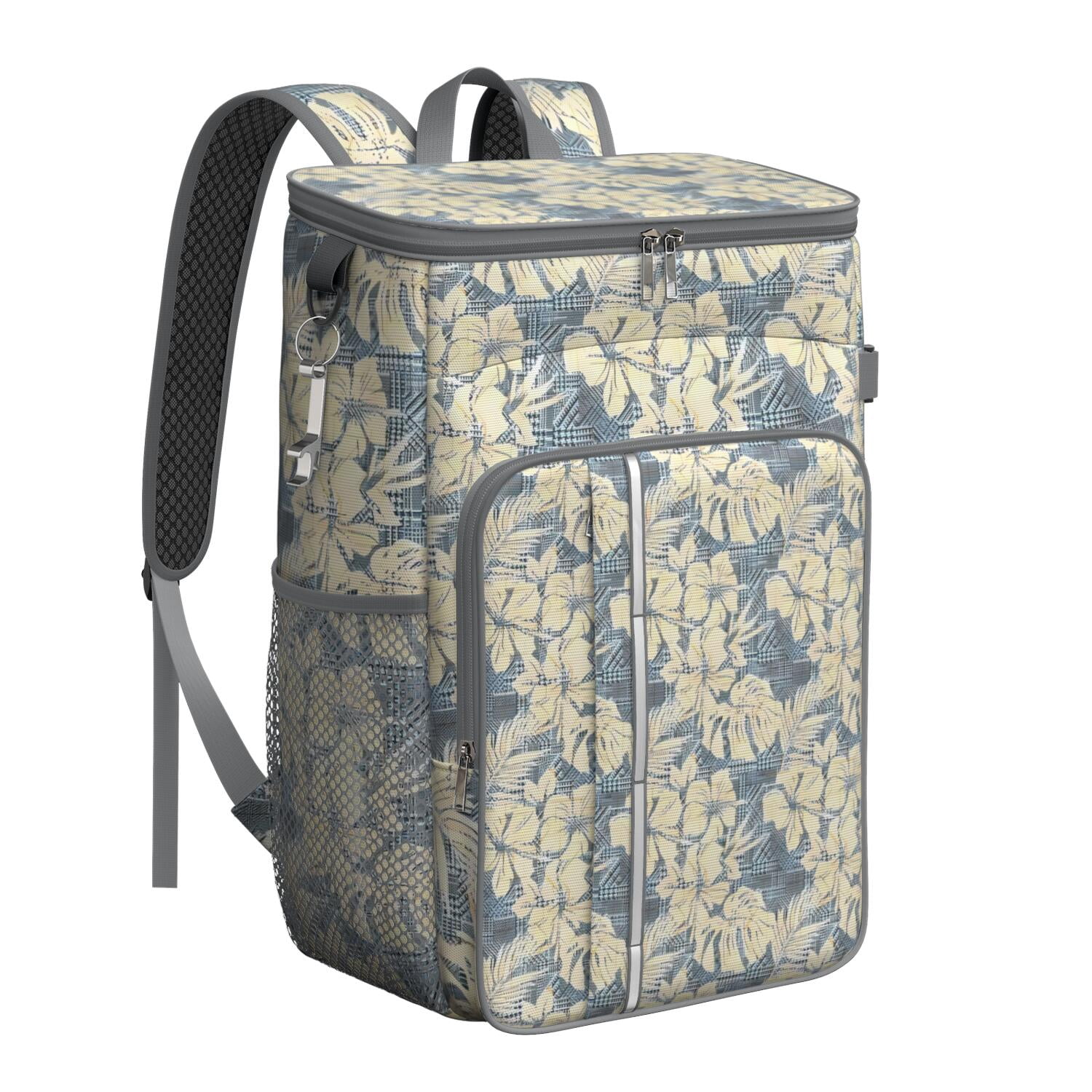Travel Cooler Bag - Pioneer Flower Floral Print Pattern Camping Beer Cooler Backpack with Bottle Opener- Waterproof Insulated Picnic Backpacks - Cooler Bag for Beach