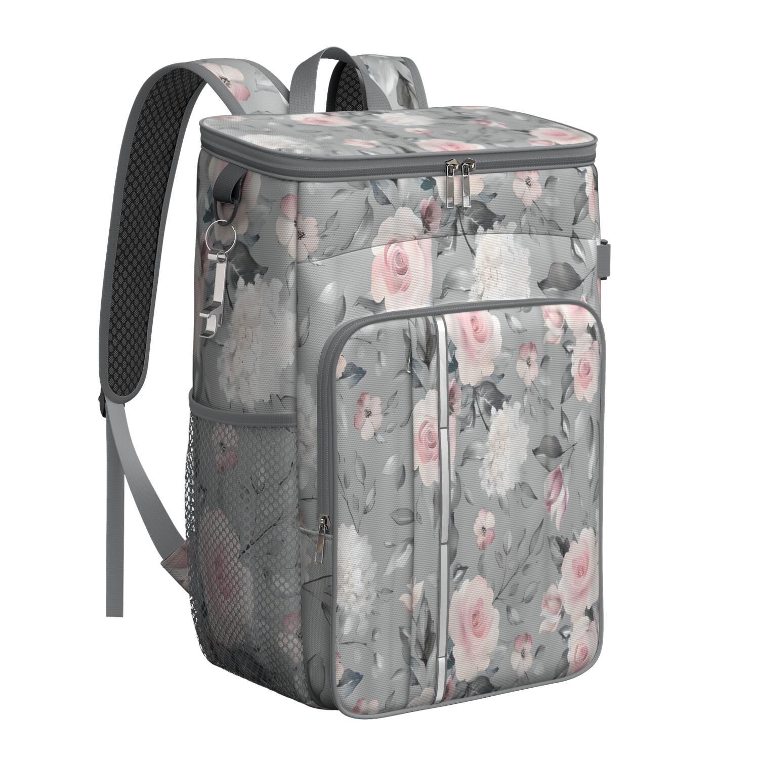 Travel Cooler Bag - Pioneer Flower Floral Print Pattern Camping Beer Cooler Backpack with Bottle Opener- Waterproof Insulated Picnic Backpacks - Cooler Bag for Beach