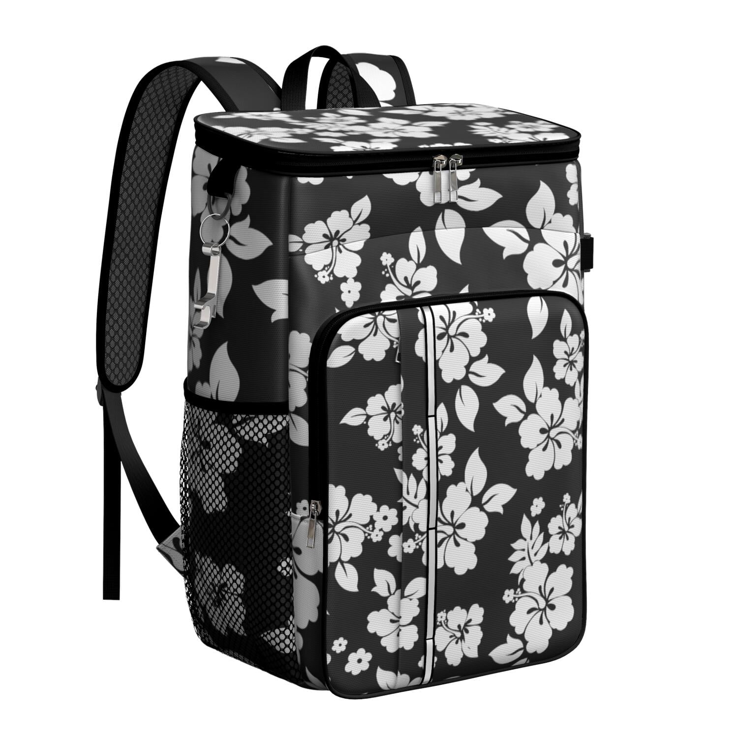 Travel Cooler Bag - Pioneer Flower Floral Print Pattern Camping Beer Cooler Backpack with Bottle Opener- Waterproof Insulated Picnic Backpacks - Cooler Bag for Beach