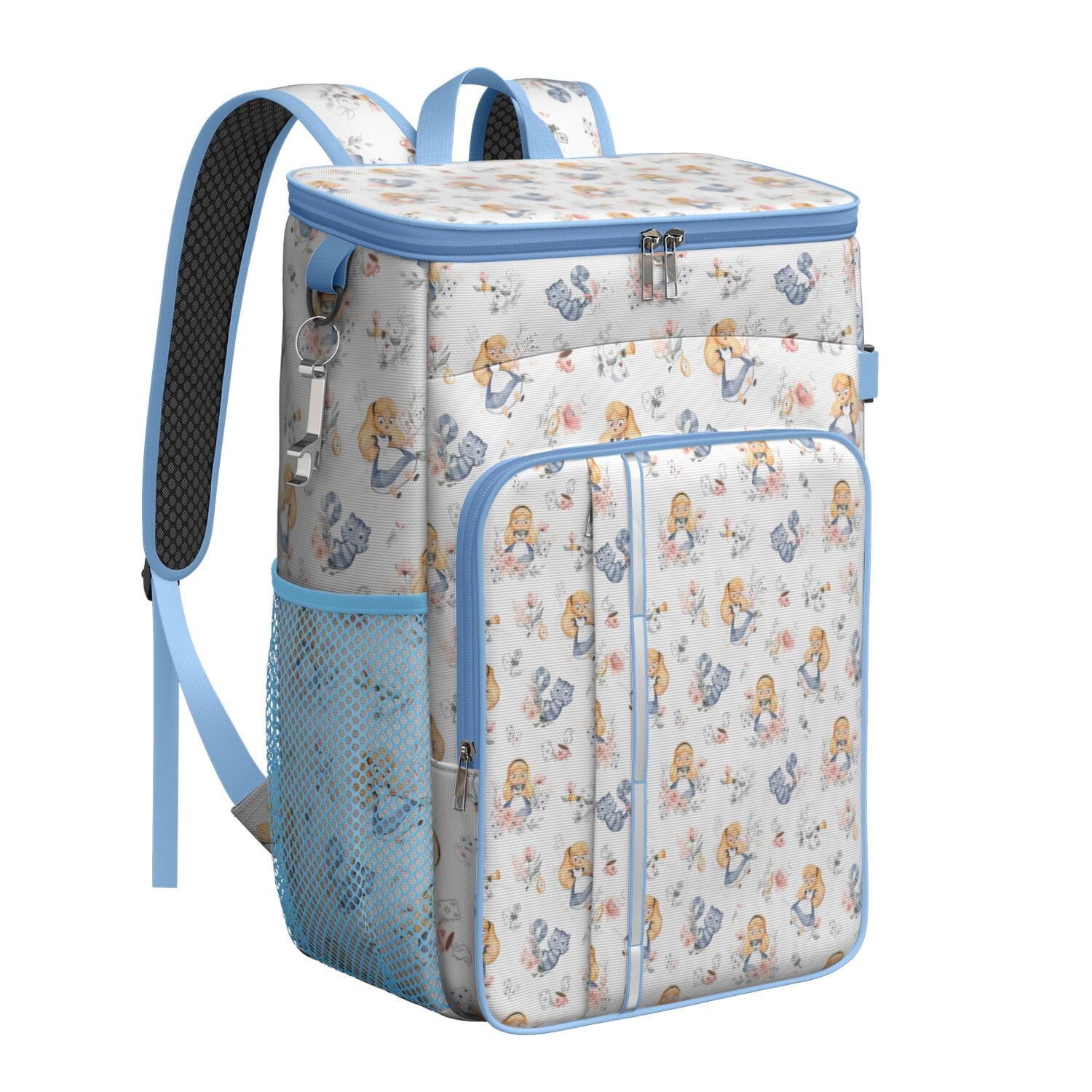 Travel Cooler Bag - Princess and Cat Pattern Camping Beer Cooler Backpack with Bottle Opener- Waterproof Insulated Picnic Backpacks - Cooler Bag for Beach