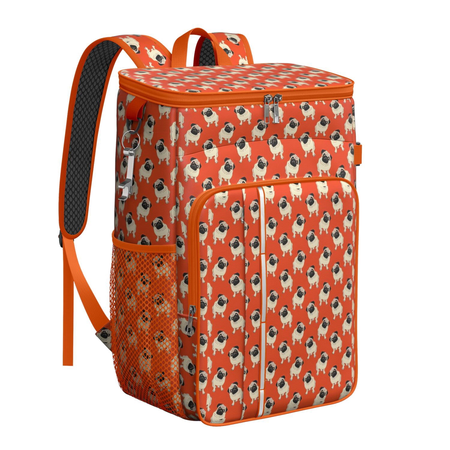 Travel Cooler Bag - Pug Dog Camping Beer Cooler Backpack with Bottle Opener- Waterproof Insulated Picnic Backpacks - Cooler Bag for Beach