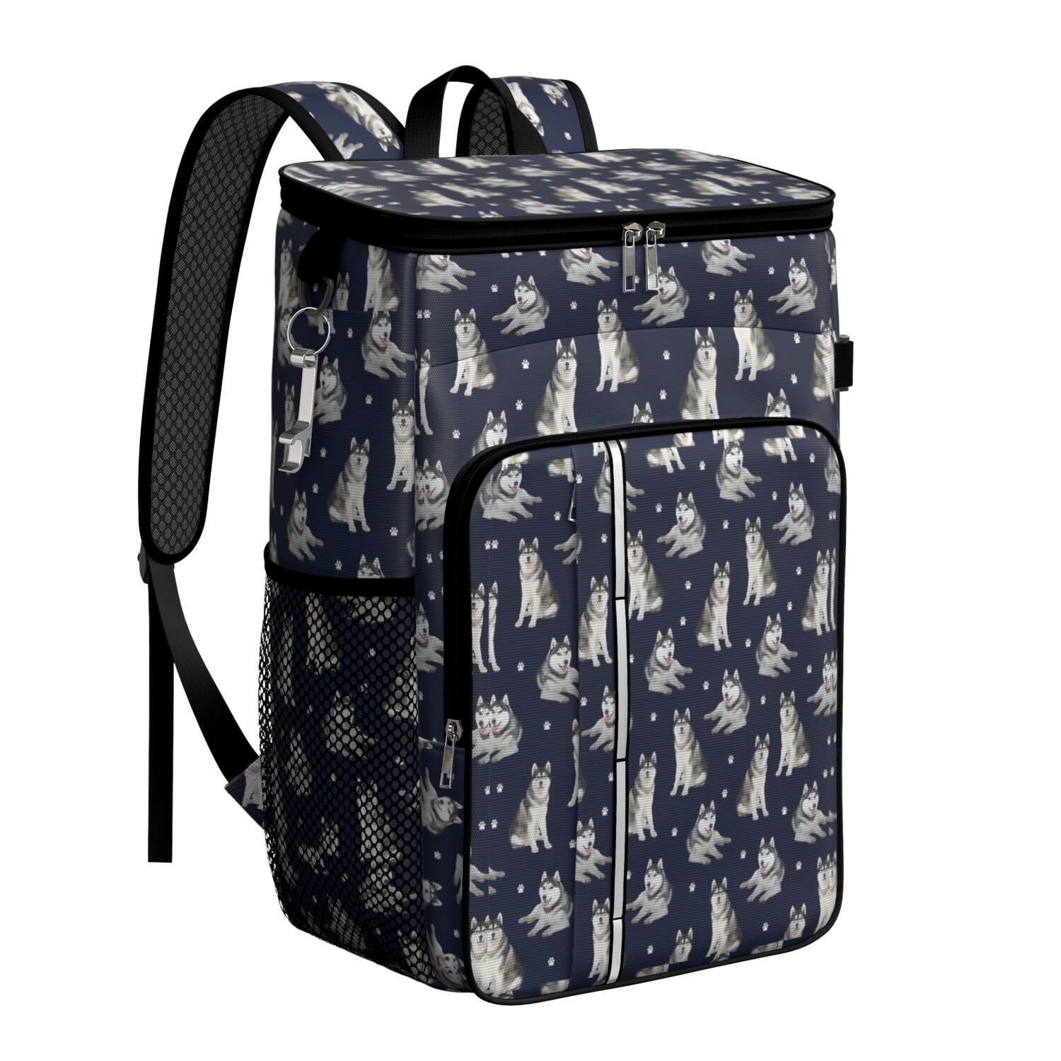 Travel Cooler Bag - Siberian Husky Camping Beer Cooler Backpack with Bottle Opener- Waterproof Insulated Picnic Backpacks - Cooler Bag for Beach