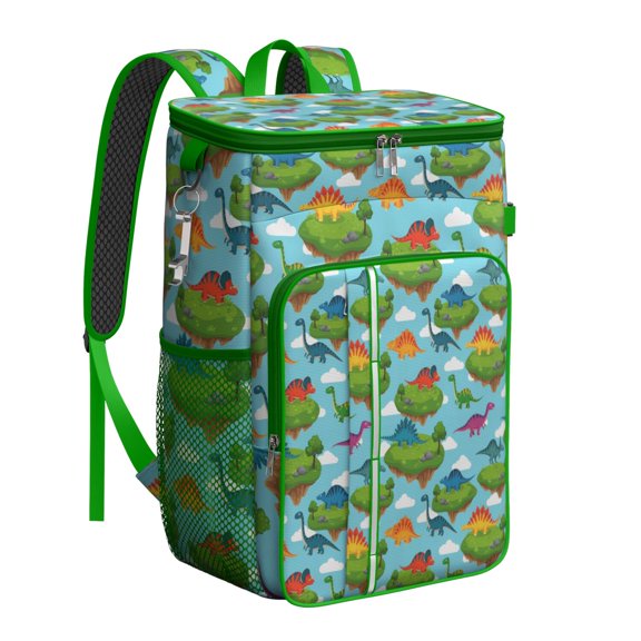 Travel Cooler Bag - Sky Blue Floating Island Dinosaurs Pattern Camping Beer Cooler Backpack with Bottle Opener- Waterproof Insulated Picnic Backpacks - Cooler Bag for Beach