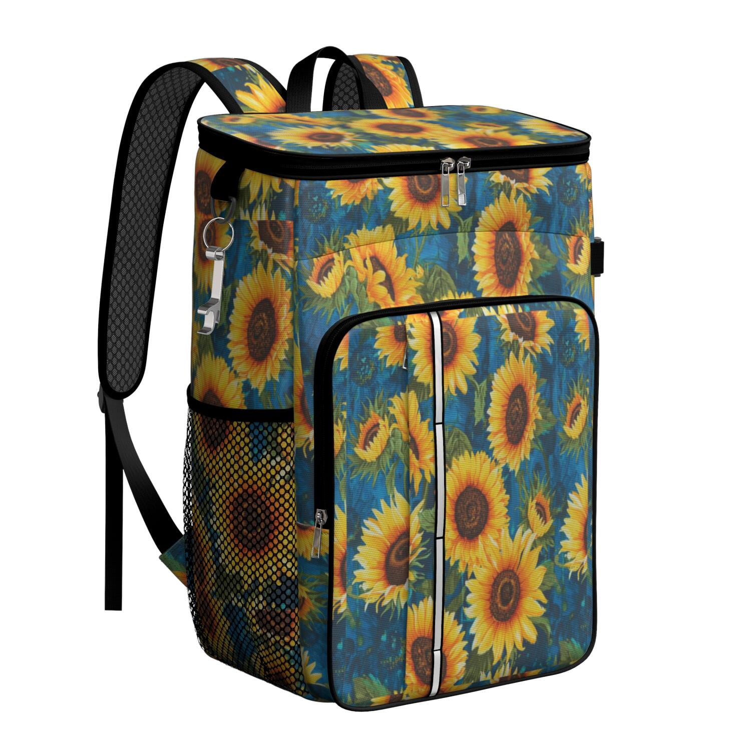 Travel Cooler Bag - Sunflower Camping Beer Cooler Backpack with Bottle Opener- Waterproof Insulated Picnic Backpacks - Cooler Bag for Beach