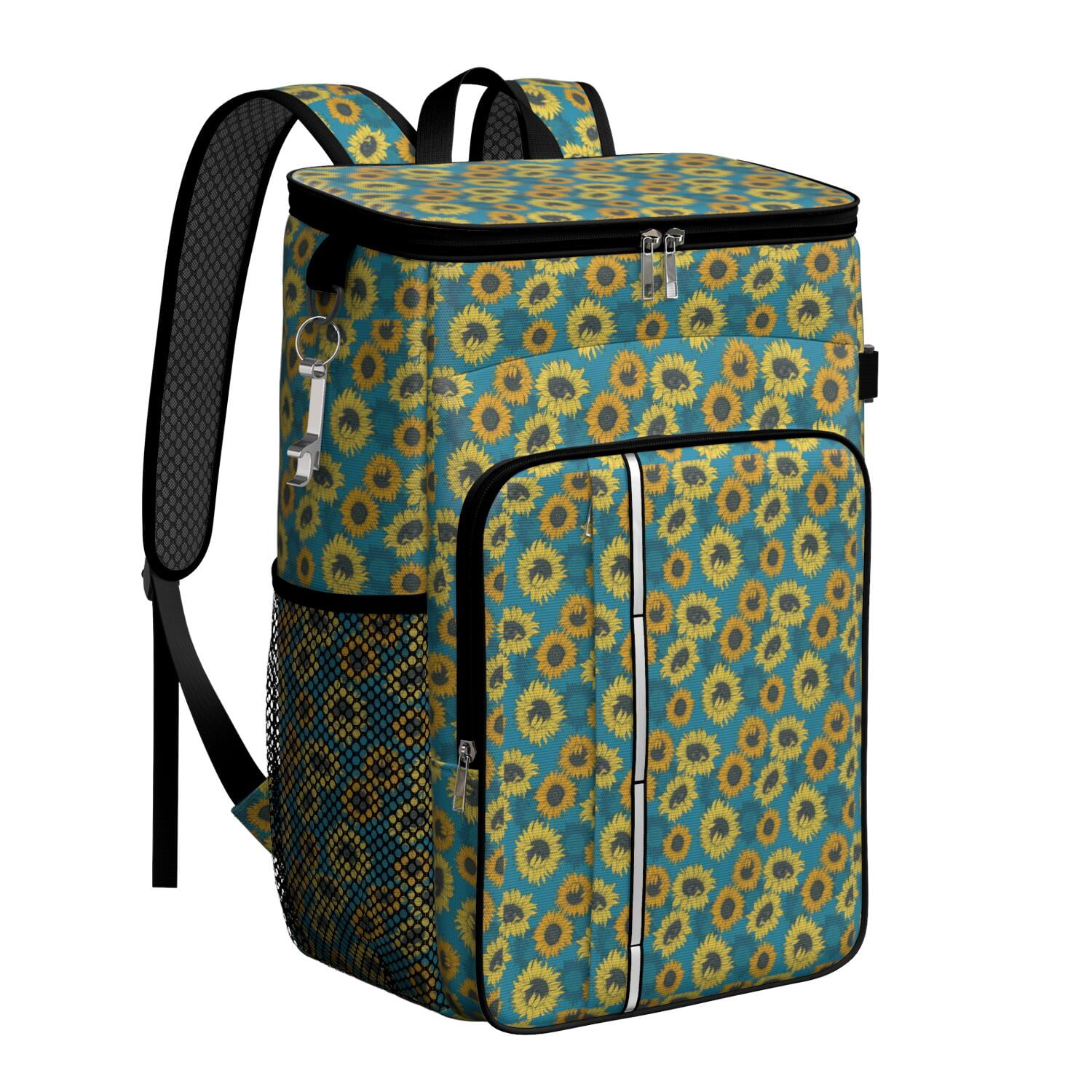 Travel Cooler Bag - Sunflower Camping Beer Cooler Backpack with Bottle Opener- Waterproof Insulated Picnic Backpacks - Cooler Bag for Beach