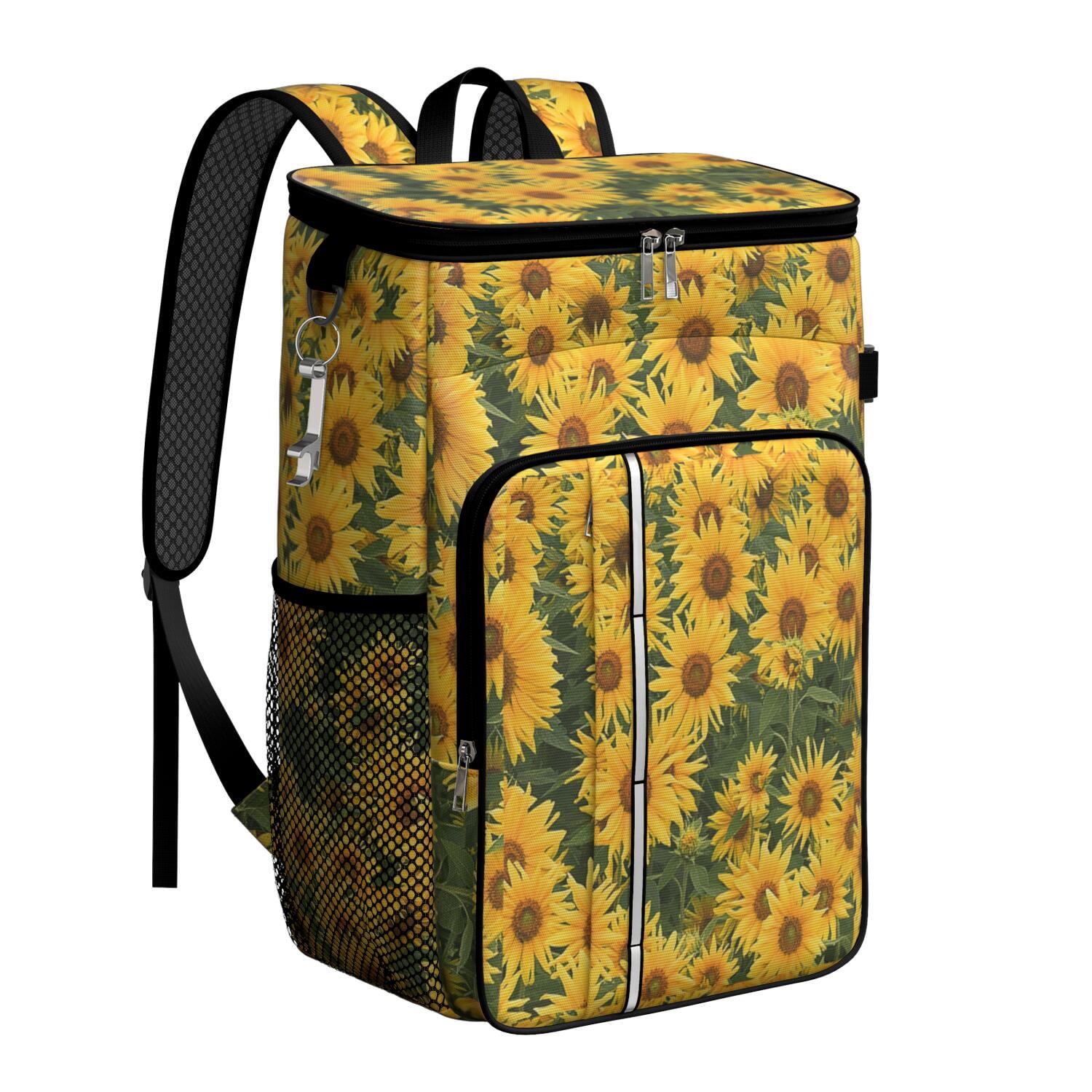 Travel Cooler Bag - Sunflower Camping Beer Cooler Backpack with Bottle Opener- Waterproof Insulated Picnic Backpacks - Cooler Bag for Beach