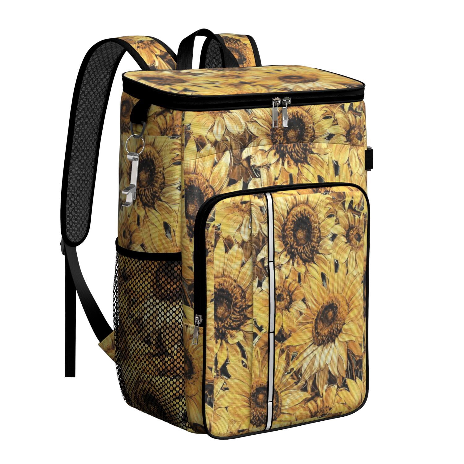 Travel Cooler Bag - Sunflower Camping Beer Cooler Backpack with Bottle Opener- Waterproof Insulated Picnic Backpacks - Cooler Bag for Beach