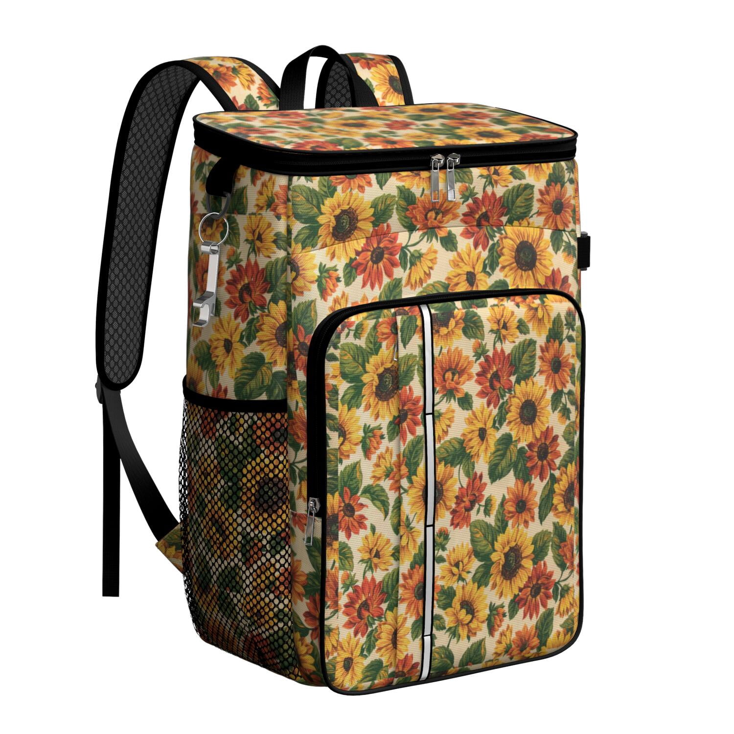 Travel Cooler Bag - Sunflower Camping Beer Cooler Backpack with Bottle Opener- Waterproof Insulated Picnic Backpacks - Cooler Bag for Beach