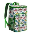 thumbnail image 1 of Travel Cooler Bag - White Cartoon Dinosaurs Flowers Pattern Camping Beer Cooler Backpack with Bottle Opener- Waterproof Insulated Picnic Backpacks - Cooler Bag for Beach, 1 of 6