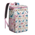 thumbnail image 1 of Travel Cooler Bag - White Cartoon Dinosaurs Flowers Pattern Camping Beer Cooler Backpack with Bottle Opener- Waterproof Insulated Picnic Backpacks - Cooler Bag for Beach, 1 of 6