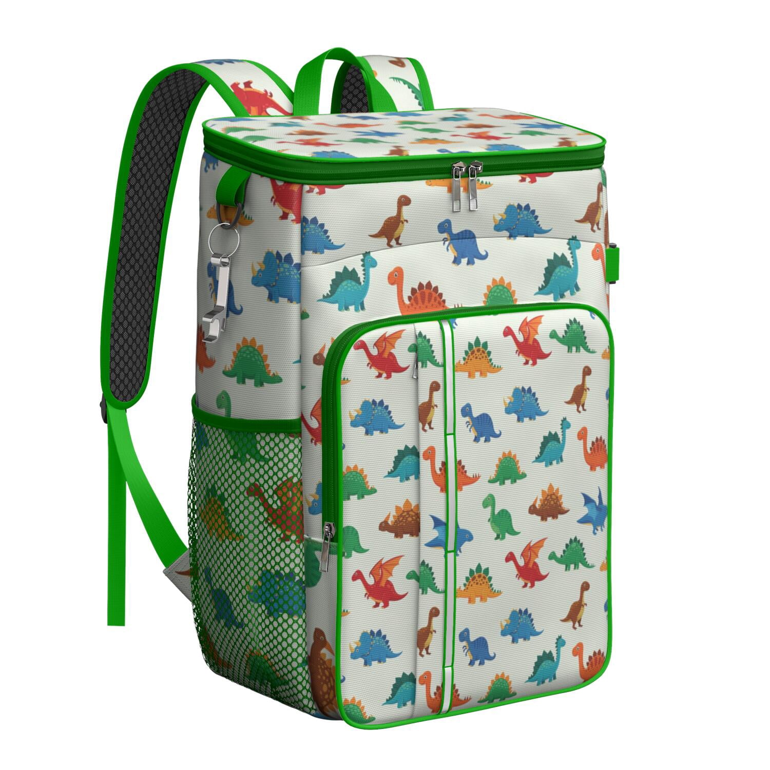 Travel Cooler Bag - White Cartoon Dinosaurs Pattern Camping Beer Cooler Backpack with Bottle Opener- Waterproof Insulated Picnic Backpacks - Cooler Bag for Beach