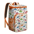 thumbnail image 1 of Travel Cooler Bag - White Dinosaurs Colorful Leaves Pattern Camping Beer Cooler Backpack with Bottle Opener- Waterproof Insulated Picnic Backpacks - Cooler Bag for Beach, 1 of 6