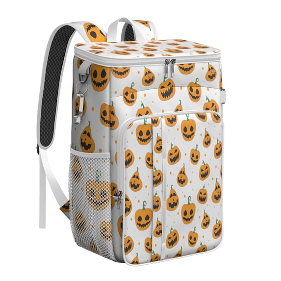 Travel Cooler Bag - White Halloween Jack Camping Beer Cooler Backpack with Bottle Opener- Waterproof Insulated Picnic Backpacks - Cooler Bag for Beach