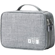 Travel Cord Cable Organizer Portable Electronics Accessories Carrying Bag Storage Case, Grey