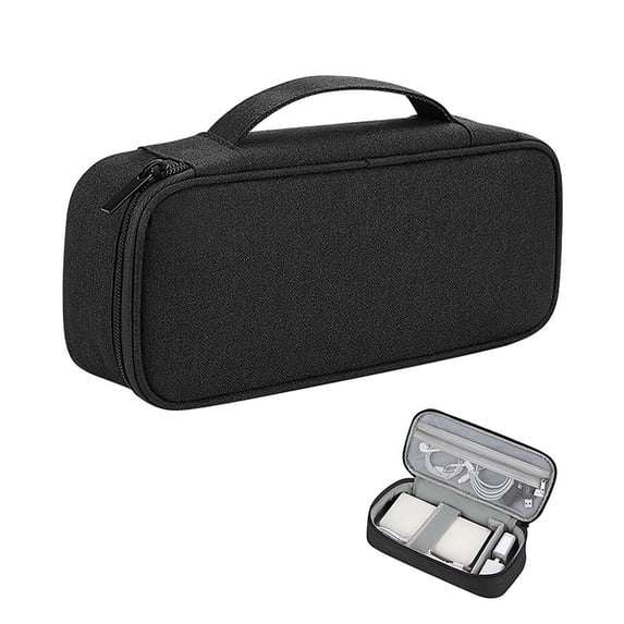 Travel Cord Organizer Bag, Electronic Organizer Travel Case with Adjustable Dividers, Large Cable Organizer for Cords Chargers Phone USBs Power Bank, Portable Pouch for Hard Drive, Black