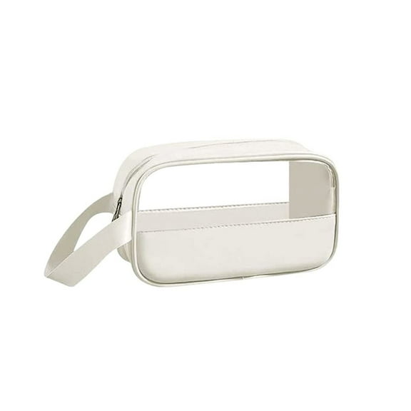 Travel Cosmetic Bag for Women Girls Portable Makeup Wash Bag with Zipper Small White Pack Toiletry Organizer