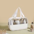 thumbnail image 1 of Travel Cosmetic Bag for Women Girls White Zippered Makeup Pouch Portable Wash Bag Toiletry Organizer Toiletries Carry, 1 of 2