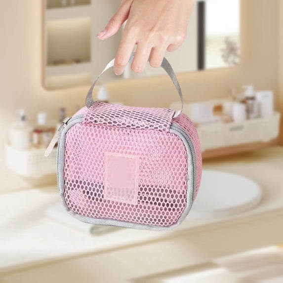 Cosmetic Bag Travel Organizer Lightweight Mesh Makeup Bag Zipper Toiletry Pouch for Women Girls Portable Storage