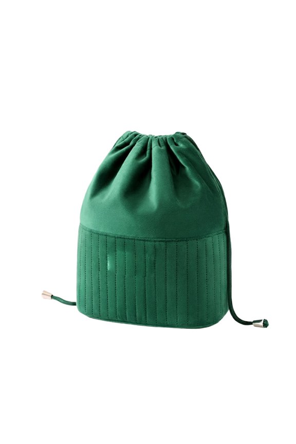 Travel Cosmetic Pouch Drawstring Storage Bag, Soft Fabric Cylinder Makeup Organizer for Toiletries & Essentials, Beige Portable Home Travel Accessory