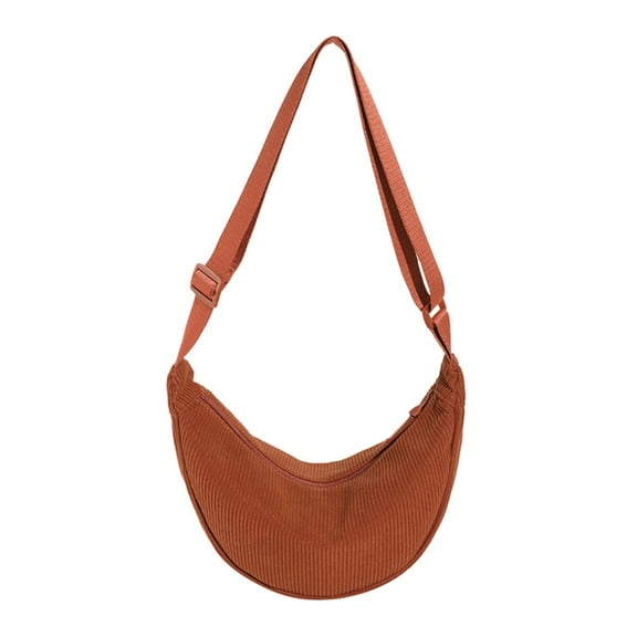 Travel Crossbody Crescent Bag for Women Men Casual Small Corduroy Shoulder Hobo Sling Bag Dumpling Purse