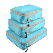 Travel Cubes Packing Bags Set Waterproof Luggage Compression Pouches Zipper Travel Accessories Sky Blue