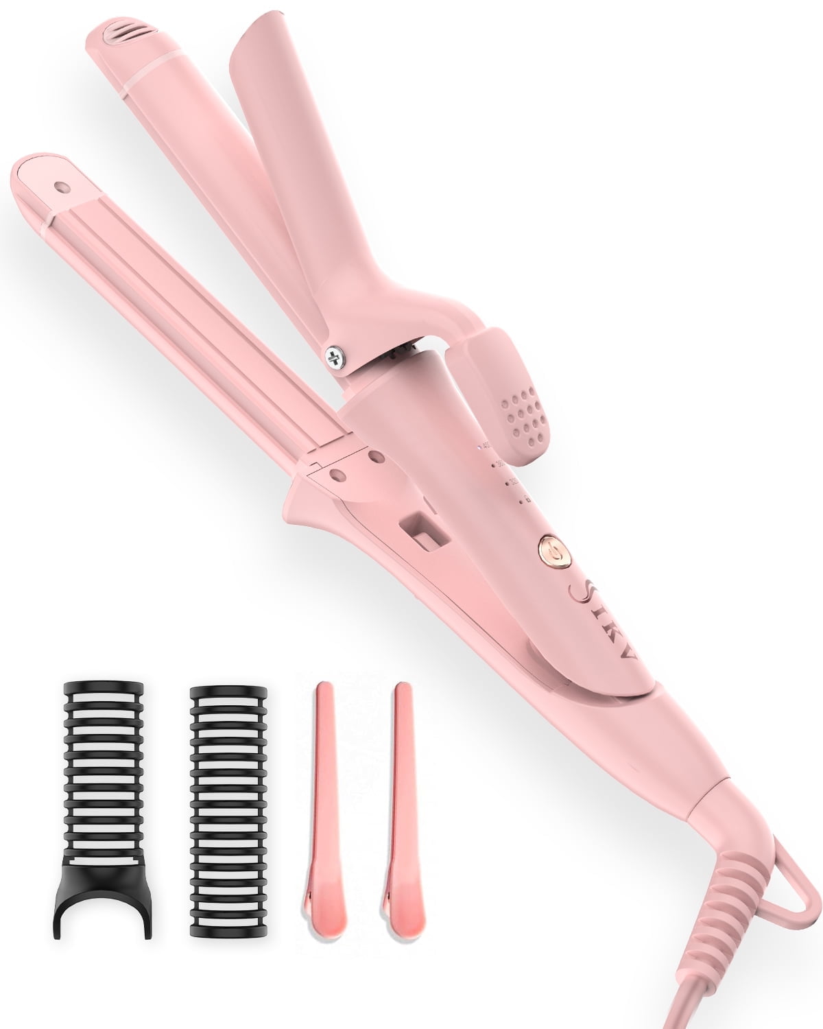 Travel Curling Iron,Dual Voltage (100-240V) Curling Iron 1 inch,2 in 1 Hair Straightener and Curler for Short/Shoulder Length Hair(Regular Size)