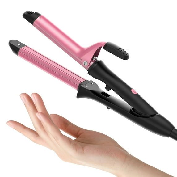 Travel Curling Iron, Mini Upgraded 1 Inch Dual Voltage Curling Iron, Lightweight 2 in 1 Hair Straightener and Curler, 30S Fast Heating & Easy to Use,with Ceramic Barrel for Travel