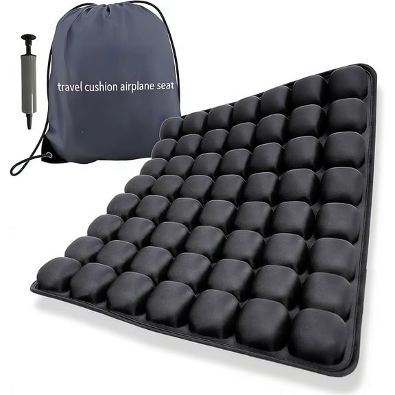 Travel Cushion Airplane Seat,Plane Seat Cushion for Long Flights,Portable Inflatable Seat Cushion for Air Travel,Office,Car and Wheelchair,Comes with Air Pump and Storage Bag