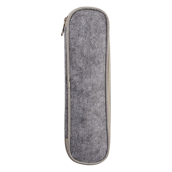 Travel Cutlery Organizer Bag, 1Pc 9.6" x 3" Zippered Flatware Holder, Grey Fabric Utensil Storage Pouch for Daily Business Commuting Outdoor Picnic, MELF