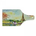 thumbnail image 1 of Travel Cutting Board, Illustration of a Couple Watching the Eiffel Tower in Paris Touristic Spots, Decorative Tempered Glass Cutting and Serving Board, in 3 Sizes, by Ambesonne, 1 of 2