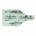 thumbnail image 1 of Travel Cutting Board, Silhouettes of Different Popular Cities in World Paris Sidney Berlin London Print, Tempered Glass Cutting and Serving Board, Wine Bottle Shape, Cream Black, by Ambesonne, 1 of 4