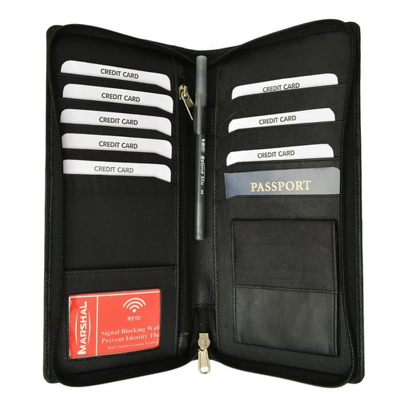 Travel Document Organizer - RFID Passport Wallet Case Family Holder Id Wristlet