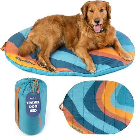 Dog Travel Bed, Packable Bed for Travel and Road Trips, Machine Washable, Teal