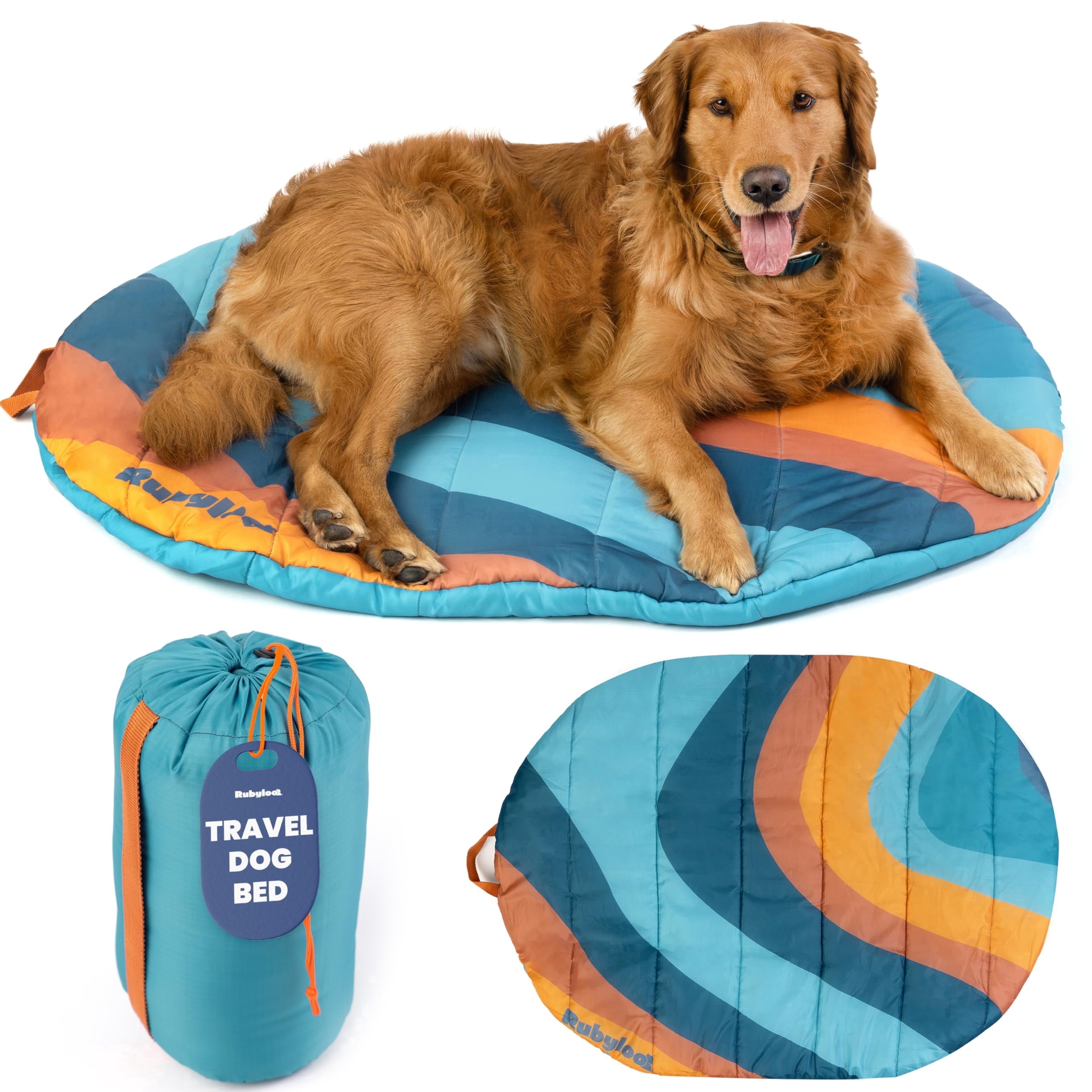 Dog Travel Bed, Packable Bed for Travel and Road Trips, Machine Washable, Teal