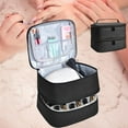thumbnail image 1 of Travel Double Layer Nail Polish Storage Bag Handbag Removable Detachable 30 Grid Black, 1 of 8
