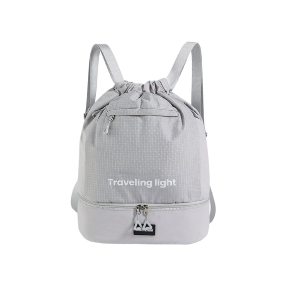 Travel Drawstring Backpack Bag, Amusement Park Backpack,Dry Wet Separation And Lightweight Small Swim Beach Bag, Water Resistant Sports Gym Backpack,Gray