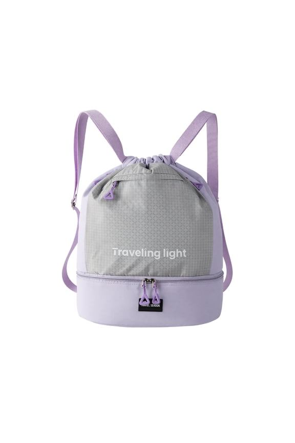 Travel Drawstring Backpack Bag, Amusement Park Backpack,Dry Wet Separation And Lightweight Small Swim Beach Bag, Water Resistant Sports Gym Backpack,Purple
