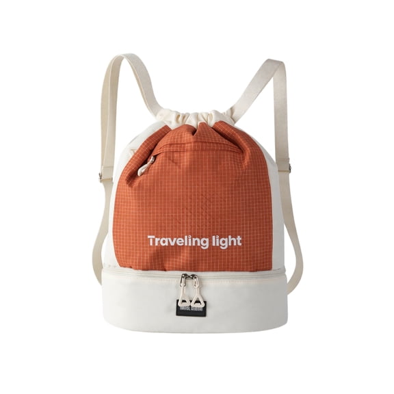 Travel Drawstring Backpack Bag, Amusement Park Backpack,Dry Wet Separation And Lightweight Small Swim Beach Bag, Water Resistant Sports Gym Backpack,Saffron