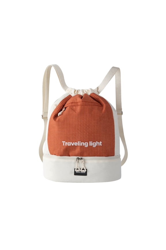 Travel Drawstring Backpack Bag, Amusement Park Backpack,Dry Wet Separation And Lightweight Small Swim Beach Bag, Water Resistant Sports Gym Backpack,Saffron