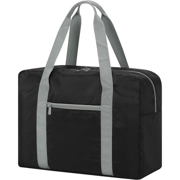 Travel Duffel Bag 18x7x13.5 Airline Approved Personal Item Carry  Bag for Women and Men, Underseat Weekender Overnight Tote (Black)