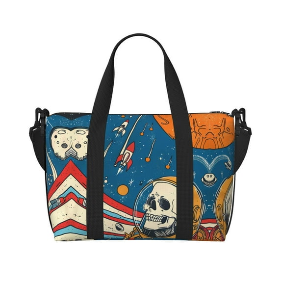 Travel Duffel Bag, Astronaut Skeleton Space Waterproof Carry On Overnight Tote Bags for Women/Men, Shoulder Weekender Gym Bag for Travel, Yoga