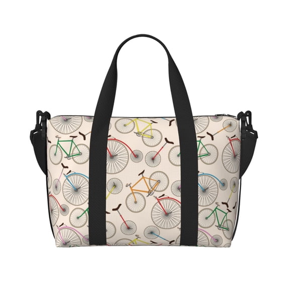 Travel Duffel Bag, Bike Pattern Penny Waterproof Carry On Overnight Tote Bags For Women/Men, Shoulder Weekender Gym Bag For Travel, Yoga
