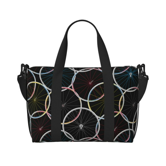 Travel Duffel Bag, Bike Wheel Colorful Waterproof Carry On Overnight Tote Bags For Women/Men, Shoulder Weekender Gym Bag For Travel, Yoga