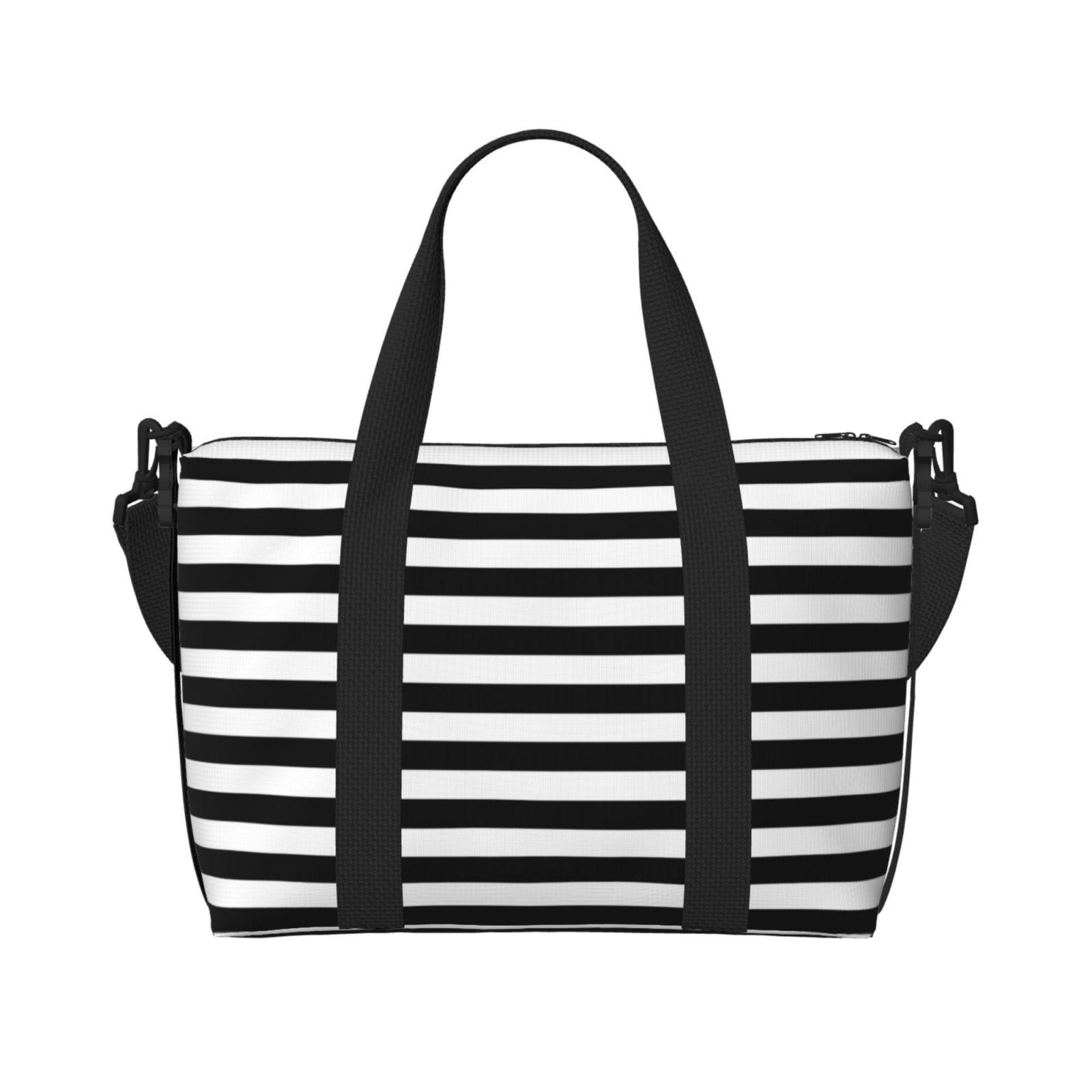 Travel Duffel Bag Black And White Stripe Sports Tote Gym Bag Shoulder Weekender Overnight Bag For Women Men